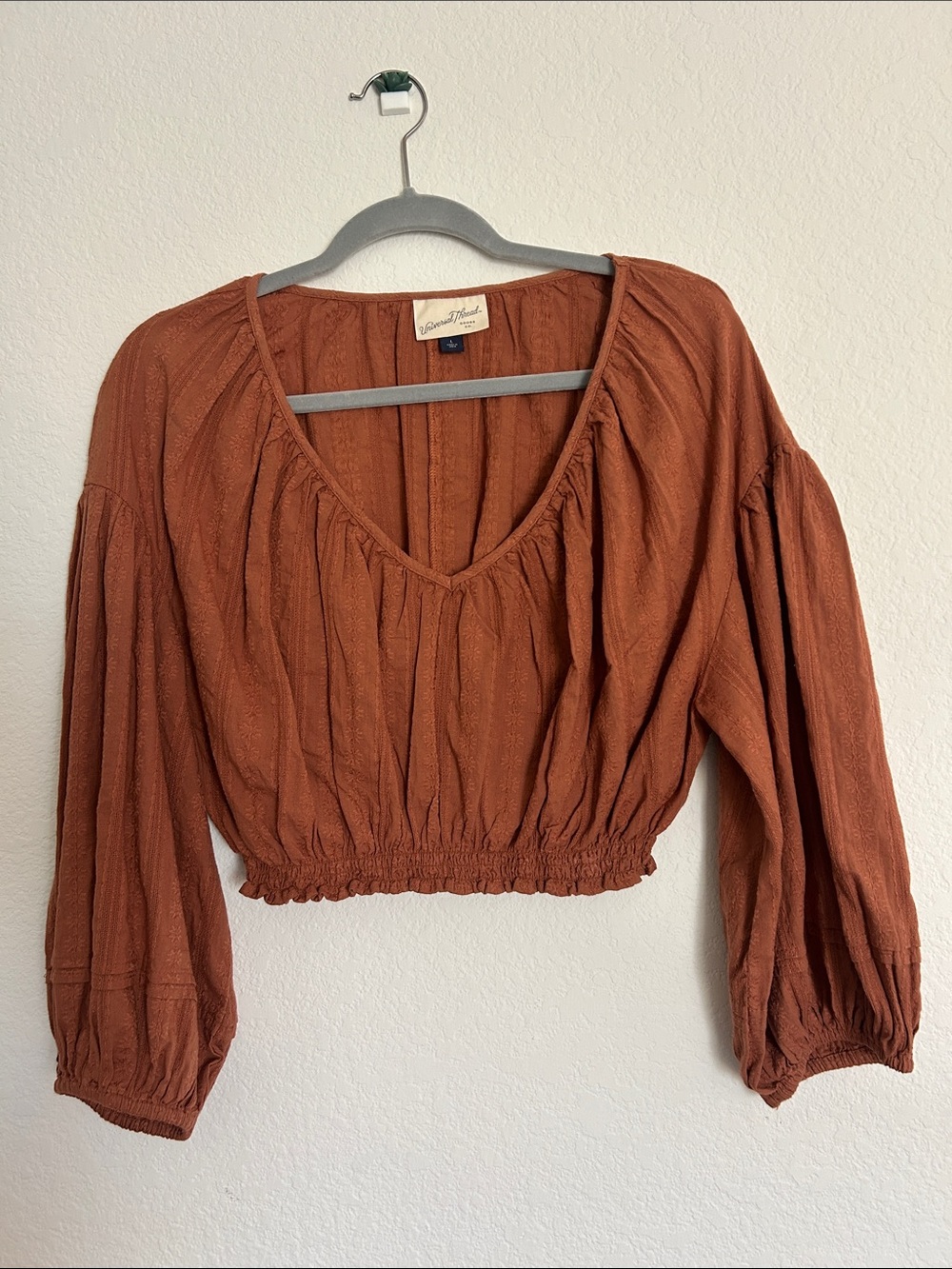 Universal Thread Rust Peasant Crop Top